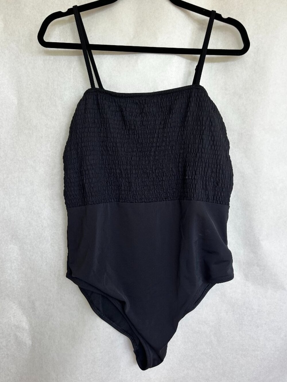 Old Navy Black Smocked One-Piece Swimsuit Adjustable Straps